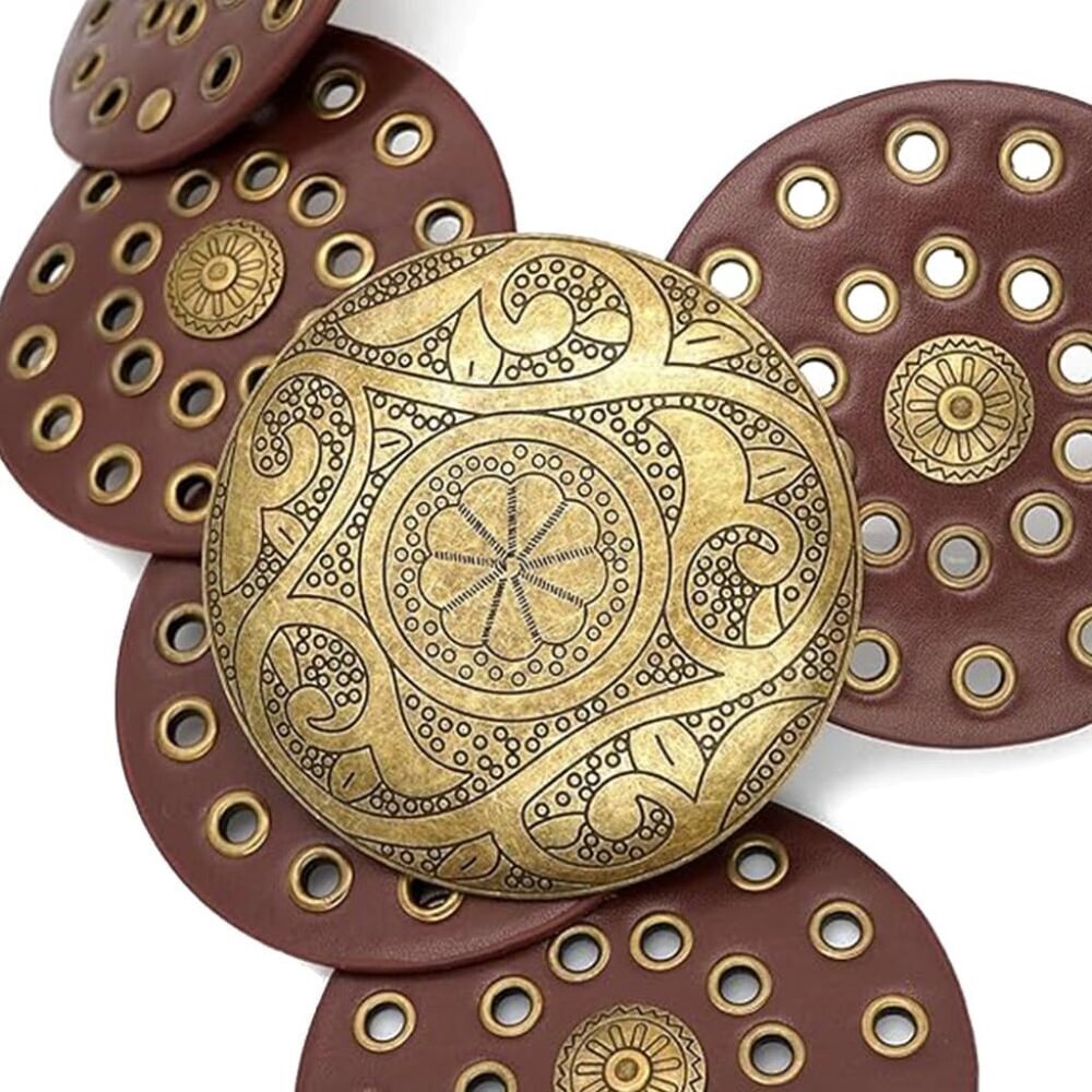 Vintage Boho Concho Leather Waist Belt - image 6